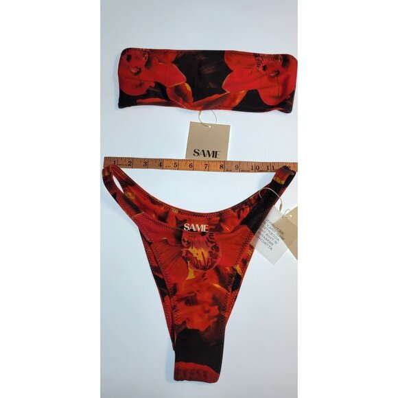 SAME Los Angeles Red Floral Bandeau Bikini | Size M | NWT - Picture 3 of 7